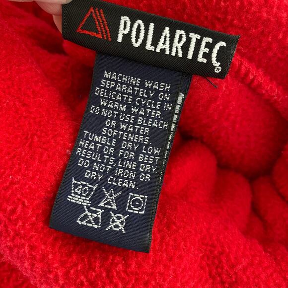 Y2K Eddie Bauer EBTEK Polartec Fleece Jacket Men XLT Red Boxy Full Zip Mock Neck - Picture 7 of 10